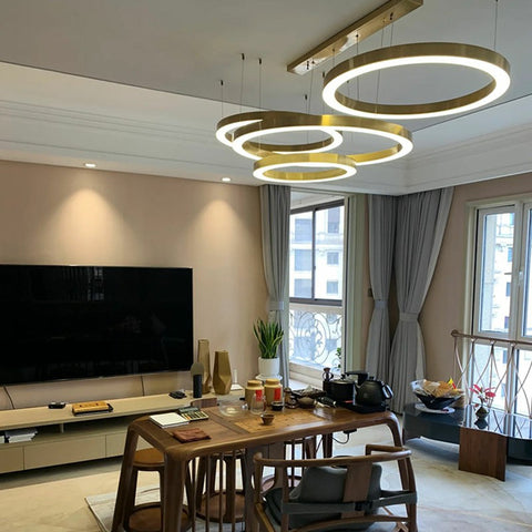 Golden Stainless Steel Circular Chandelier