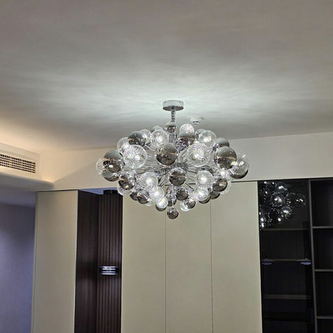 Gray Glass Bubble Chandelier