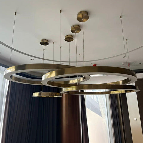 Golden Stainless Steel Circular Chandelier