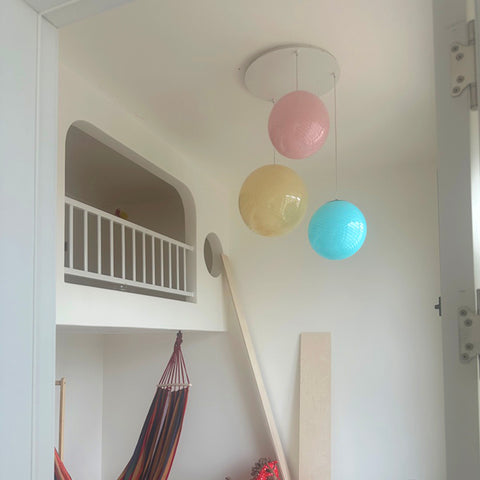 Colored glass ball chandelier