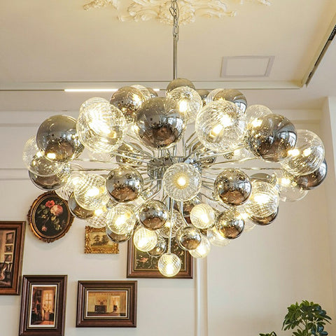 Gray Glass Bubble Chandelier