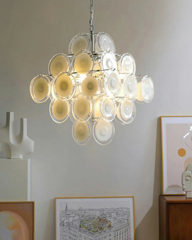 White Disc Glass Chandelier