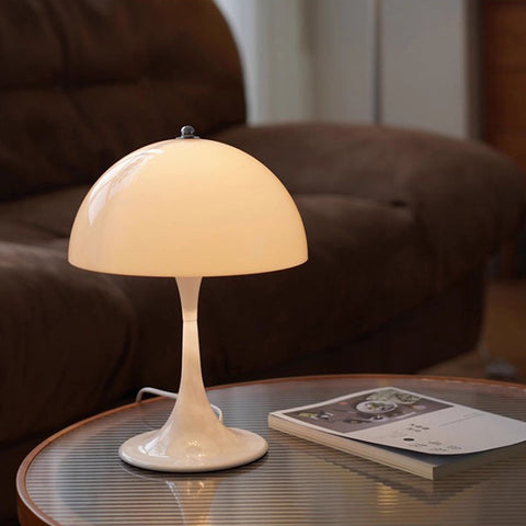 White mushroom table lamp