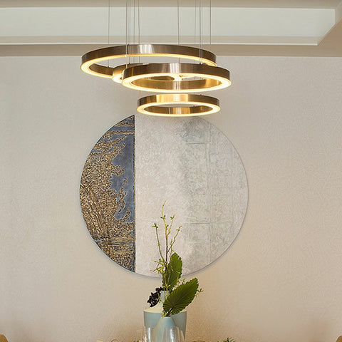 Golden Stainless Steel Circular Chandelier