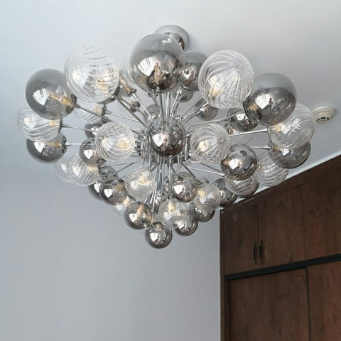 Gray Glass Bubble Chandelier