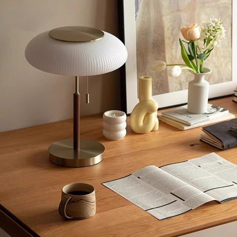 Wood Glass Table Lamp