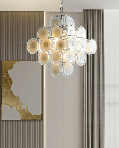 White Disc Glass Chandelier