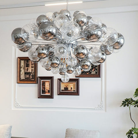 Gray Glass Bubble Chandelier