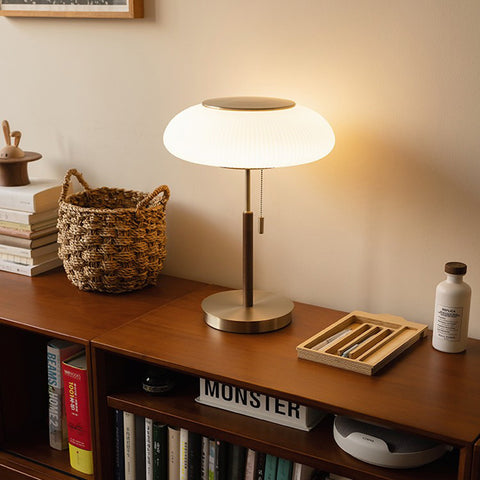Wood Glass Table Lamp