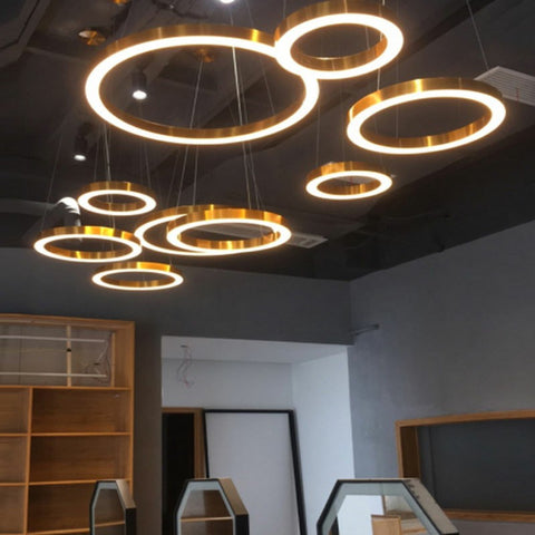 Golden Stainless Steel Circular Chandelier