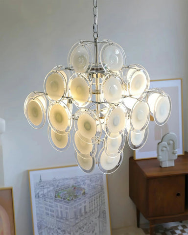 White Disc Glass Chandelier