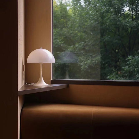 White mushroom table lamp
