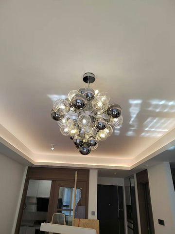 Gray Glass Bubble Chandelier