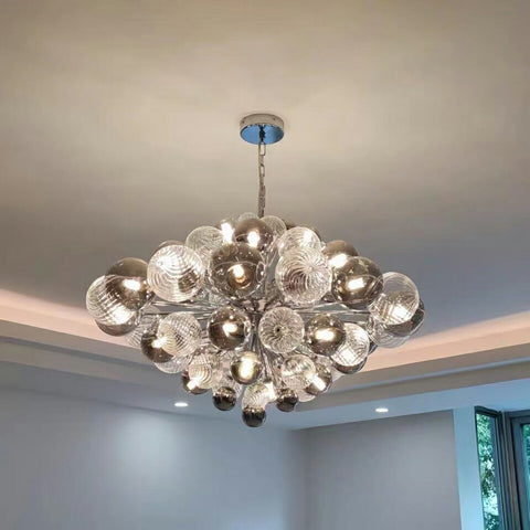 Gray Glass Bubble Chandelier