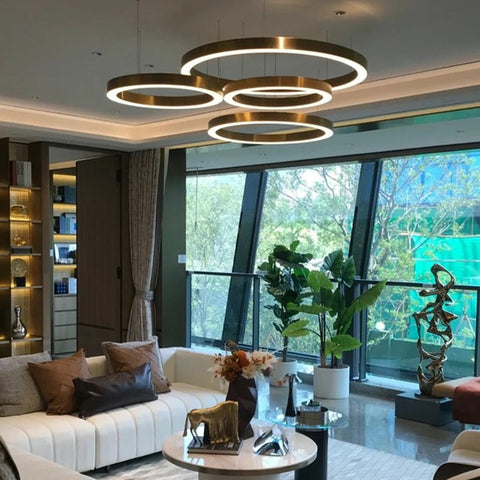Golden Stainless Steel Circular Chandelier