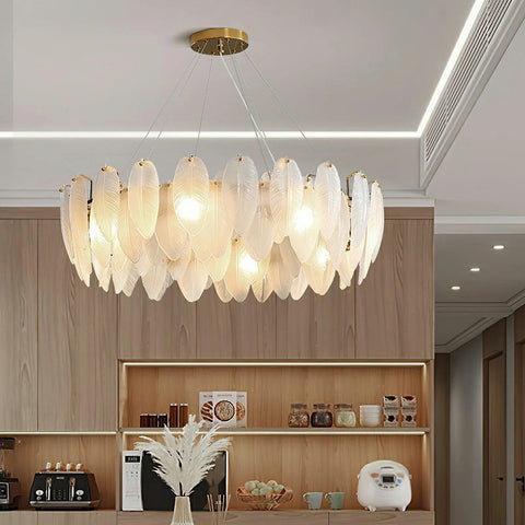 Glass Feather Chandelier