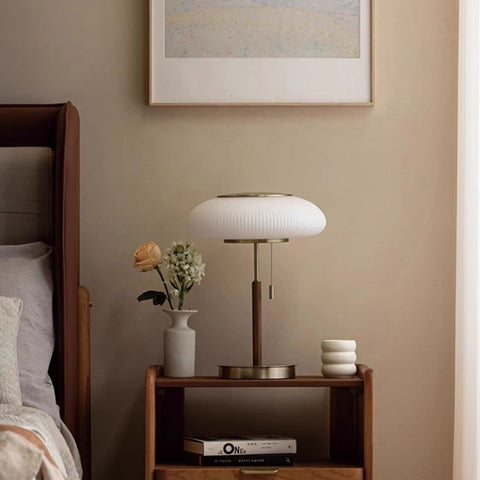 Wood Glass Table Lamp