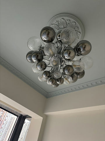 Gray Glass Bubble Chandelier
