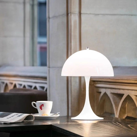 White mushroom table lamp
