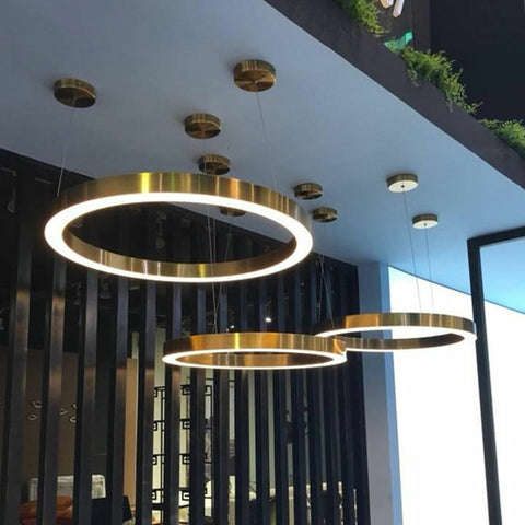 Golden Stainless Steel Circular Chandelier