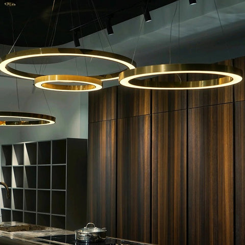 Golden Stainless Steel Circular Chandelier