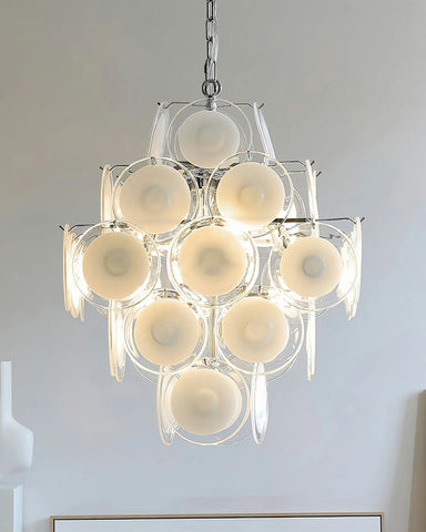 White Disc Glass Chandelier