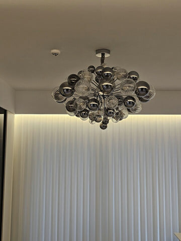 Gray Glass Bubble Chandelier