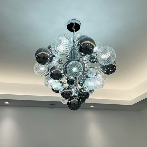 Gray Glass Bubble Chandelier