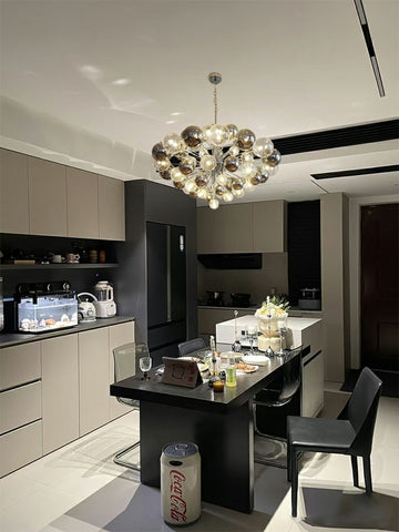 Gray Glass Bubble Chandelier