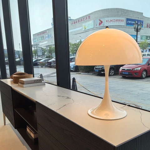White mushroom table lamp