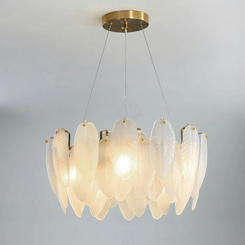 Glass Feather Chandelier